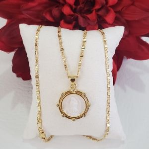 Lady of Guadalupe Pearl Gold Plated Necklace